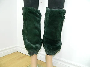 GREEN SHEARED RACCOON FUR GAITERS LEG WARMERS ONE SIZE n.313 - Bild 1 von 2