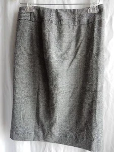 Anne Klein Size 8P Petite Skirt Black & White Herringbone Plaid Wool Blend New! - Picture 1 of 2