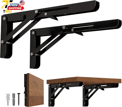 8 inch Folding Shelf Brackets Heavy Duty Wall Mounted Shelf Bracket 2 Pack NEW - Image 1 of 4