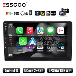 Double 2 DIN 9" Carplay DAB+ Android 14 Car Stereo Radio BT GPS 2+32G + Camera - Picture 1 of 11