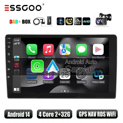 Double 2 DIN 9" Carplay DAB+ Android 14 Car Stereo Radio  BT GPS 2+32G + Camera - Image 1 of 4