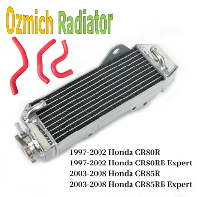Radiador de aluminio + manguera roja para HONDA CR80 CR80R CR80RB 97-02 CR85R CR85RB 03-08 Foto 1 de 4