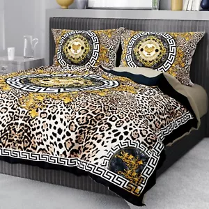 Monohome Luxury Leopar Greek 3D Cotton Sateen Duvet Cover Set - Picture 1 of 11