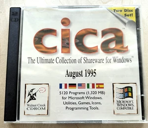 Cica Shareware Collection Windows Aug 1995 CD ROM 2 Disc Walnut Creek 5120 Prog - Picture 1 of 4