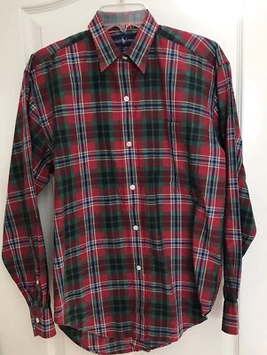Camisa De Colección Ralph Lauren Cuello Cuadros Talla 10 Manga Larga Etiqueta Azul Foto 1 de 3