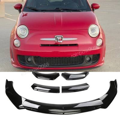 Glossy Black Front Bumper Lip Splitter Kit Spoiler For2013 Fiat 500 Abarth Foto 1 de 4