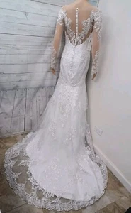 Wear Your Love Wedding dress Lace Long Sleeve Train Sz S - Picture 1 of 15