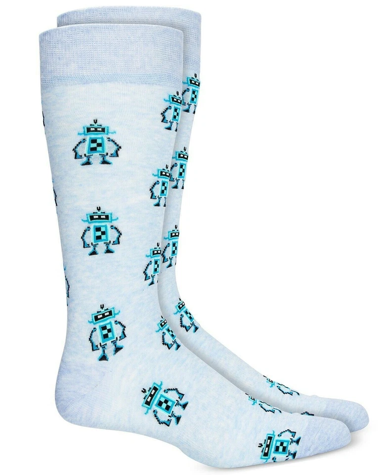Calcetines de novedad para hombre robots azul claro un par BAR III $10 - NUEVOS CON ETIQUETAS Foto 1 de 1