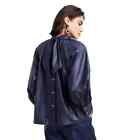Rachel Comey for Target Navy Blue Coated Tie Faux Leather Jacket Blouse Sz XL