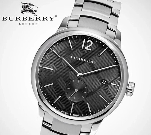 Montre Homme Authentique BURBERRY MADE SUISSE Argentée avec Date. 349 00€ NEUVE