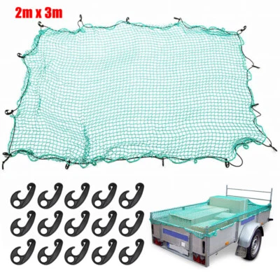 Anhängernetz Dehnbar 2x3m Elastisches Anhänger Netz mit Gummiseil + 15 Haken DE - Bild 1 von 4