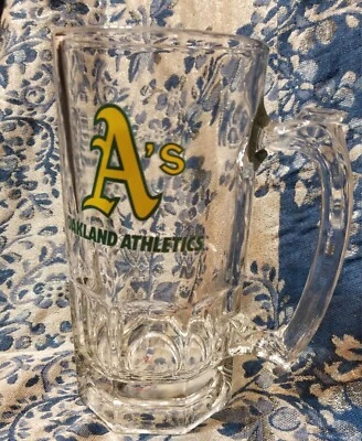 Taza de cerveza Stein de vidrio pesado de colección Oakland A's 32 oz - Taza de atletismo MLB Oakland  Foto 1 de 4