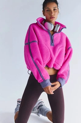 Free People Movement Mountain High Half Zip Fleece Jacket Pink Fuschia £88 XS S - Image 1 of 4