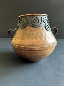 Vtg Solid Copper Bowl Pot Artisan Hand Made Brutalist 5” Decorative Arts &Crafts - Picture 1 of 23