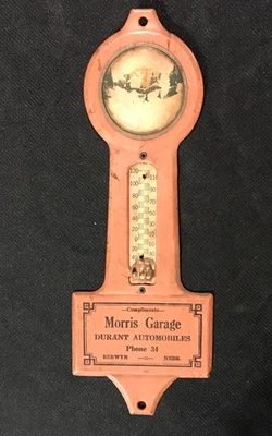 Termômetro antigo Durant Automobiles publicidade em lata Morris garagem Berwyn Neb - Imagem 1 de 4