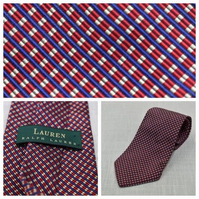 Lauren Ralph Lauren красный и синий клетку галстук шелковая смесь платье костюм дизайнерский галстук - Изображение 1 из 4