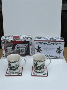 PORTMEIRION THE HOLLY AND THE IVY 5 PIECE TIN SET MUG COASTERS Xmas Boxed - Picture 1 of 11