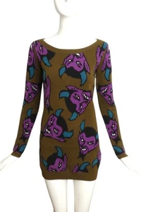 BETSEY JOHNSON- 1990s Devil Cotton Knit Tunic, Size Small - Picture 1 of 5