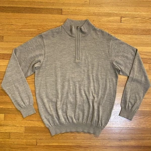 Heritage By St Croix Sweater Mens XL Gray Wool Silk Cashmere Half Zip Pullover - Picture 1 of 9