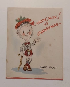 Vintage Cute Scottish Man Christmas Greeting Card - Picture 1 of 3