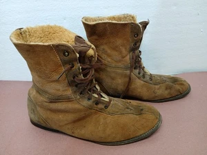 Vntg 1950s Shearling Boots WWll Style Outdoor, Work Boots Size 10 -10.5  - Picture 1 of 18