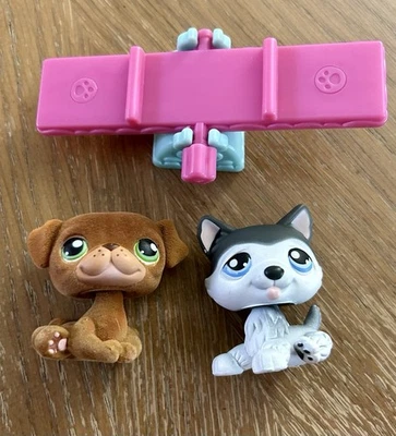Littlest Pet Shop LPS Authentic 439 Fuzzy Pug Puppy & 210 Husky Dog  - Image 1 of 4