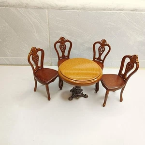 1:12 Scale Dollhouse Miniature Furniture Dining Table Chair Set Wooden - Picture 1 of 9