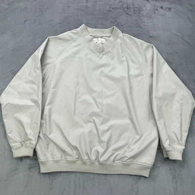 Consensus Golf  V-Neck windbreaker Pullover Long Sleeve Mens Large Beige - Image 1 of 4