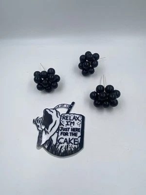 Decoración de pasteles de plástico Parca vintage con globos negros Foto 1 de 4