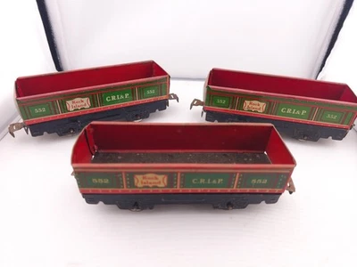 Marx #552 O Gauge Rock Island CRI&P Gondola Set of (3) Fair to Poor Condition - Image 1 of 4