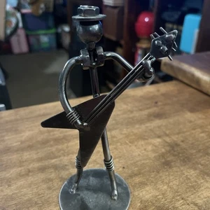 Guitar Player Steampunk Nuts And Bolts Metal Art Sculpture 7” - Picture 1 of 4