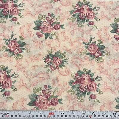 Vintage Floral Chantilly Rose Collection for P&B Cotton Fabric Remnant 17" x 44" - Image 1 of 2