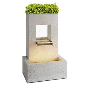 Fuente de jardín fuente decorativa bomba LED cascada maceta juego de agua zinc - Imagen 1 de 8