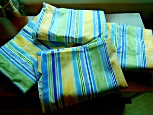 lot of 4 Carolina Linens Swag Valances Striped Blue/Green/Yellow/White NWOT - Picture 1 of 5