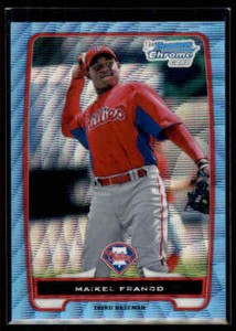 2012 Bowman Chrome Blue Wave Refractor Maikel Franco 112 Philadelphia Phillies