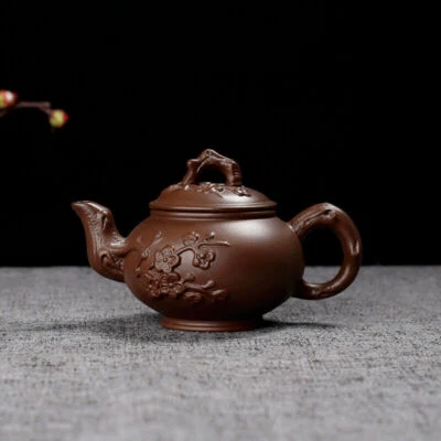 Chinese Yixing Zisha Clay Pottery Teapot Plum Blossom Design Clay Pot 150 cc - Image 1 of 4