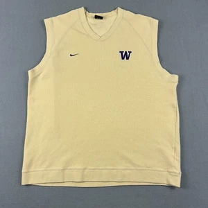 Nike Washington Huskies Sweater Vest Mens XL Tan V Neck Y2K Vintage NCAA - Picture 1 of 7