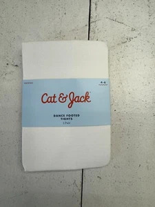Cat & Jack White Dance Footed Tights 1 Pair Kids Size 4-6 - Picture 1 of 3