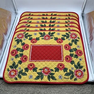Les Olivades - Set Of 6 Quilted Floral Placemats Yellow & Red - Imagen 1 de 8