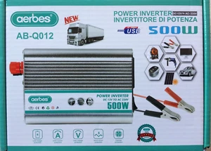 Inverter Per Auto Camper 500W Trasformatore da 12V a 220V + Presa USB + Cavi - Foto 1 di 8