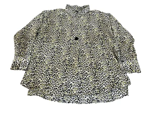Zara Shirt Womens Large Green Yellow Black Leopard Print Flowy Oversized Blouse - Picture 1 of 8