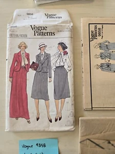 Vintage Vogue 9858 Sewing Pattern Misses Loose Blouse Scarf Jacket Skirt Sz 10 - Picture 1 of 5