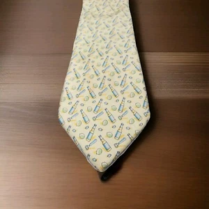Cravatta di seta vintage Vineyard Vines gialla apribottiglie birra lime fatta a mano made in USA nuova con etichette - Foto 1 di 13