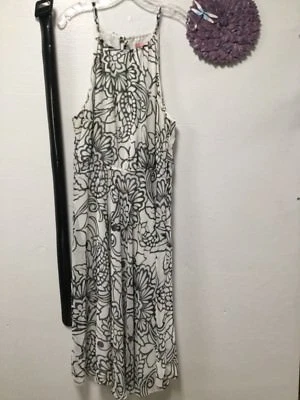 Vestido feminino Bandolino com cinto tamanho 12 branco preto forrado estilo corrida costas 170 - Imagem 1 de 4