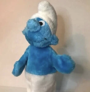 Smurf Plush Hand Puppet Wallace Bertie & Co. Vintage 80s Peyo - Picture 1 of 4