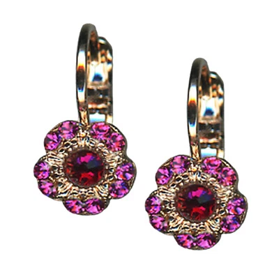 Mariana Earrings Lovely Floral Fuchsia & Red Austrian Crystals Firefly Nature... - Image 1 of 3