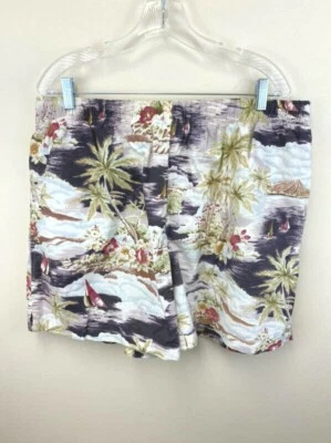 Lands End XL 40 42 Swim Trunks Hawaiian Tropical Floral Sailboat Palm Tree Mens - Image 1 of 4