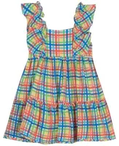 Rare Editions Little Girls Pinafore Ruffles Flared Skirt Dress Coral Size6X - Picture 1 of 8