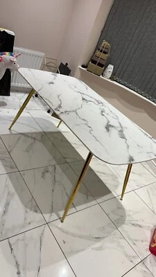 Evans Dining Table. Ex Display 1600x900. Marble Glass - Image 1 of 4