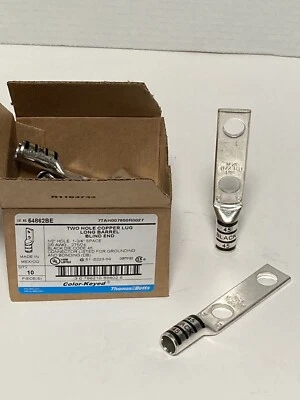 Thomas & Betts 54862BE T&B Compression Lugs 2/0 AWG 2 Hole 1/2" Black Die  - Image 1 of 4